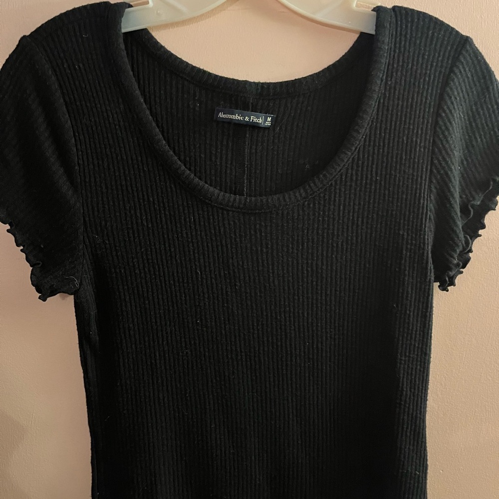 Abercrombie & Fitch Black Short Sleeve Ribbed T-Shirt